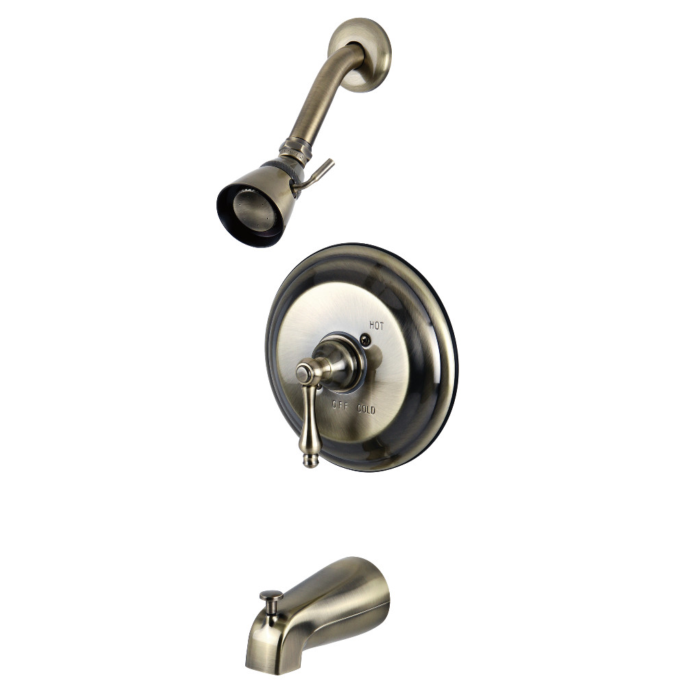 Kingston Brass KB3633AL Restoration Tub and Shower Faucet, Antique Brass