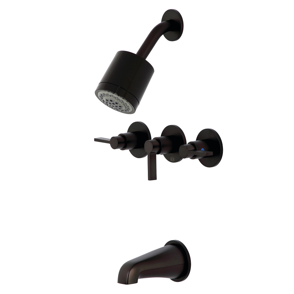 Kingston Brass KBX8135NDL NuvoFusion Three-Handle Tub and Shower Faucet, Oil Rubbed Bronze