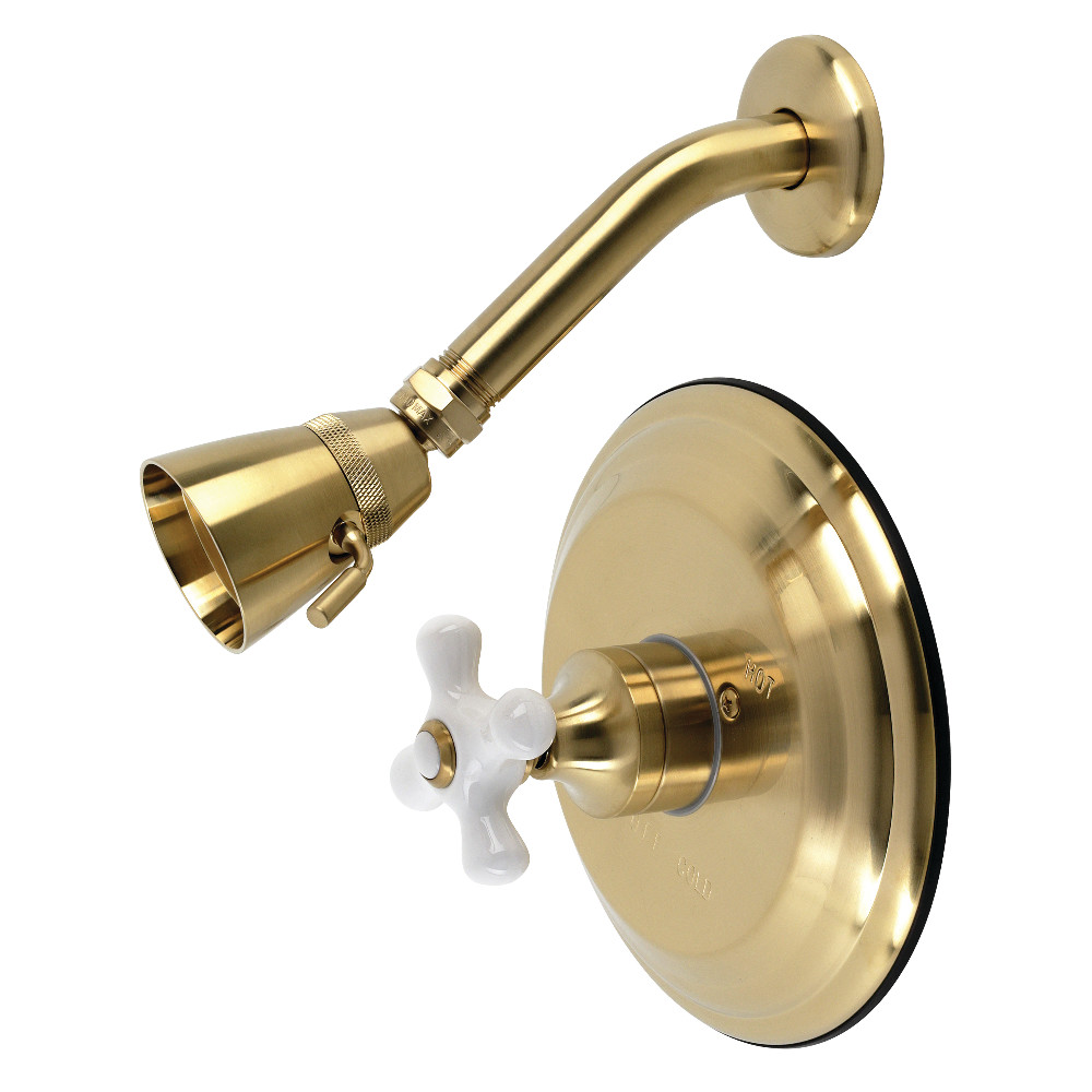 Kingston Brass KB3637PXTSO Restoration Tub and Shower Faucet Shower Trim Only, Brushed Brass