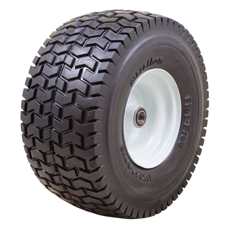 Flat Free Power Equipment Tire with Turf Tread, 15x6.50-6"