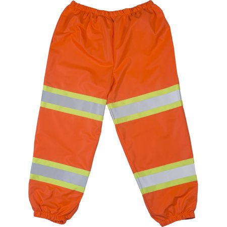High Visibility Polyester ANSI Class E Pant with 2" Lime/Yellow Reflective Tapes, Orange