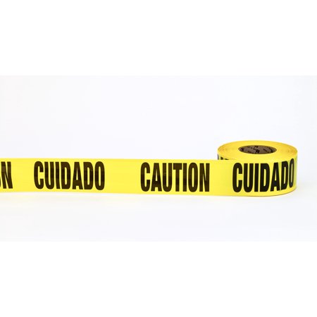 3Mil Barricade Tape, "Cuidado Caution", 3" x 1000', Yellow 