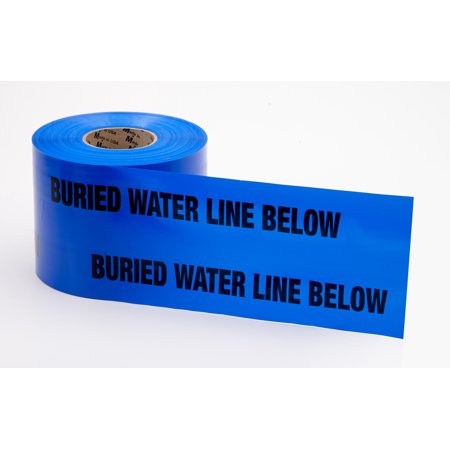 Polyethylene Non Detectable Underground Water Line Marking Tape, 4.5 mil Thickness, 1000' Length x 6" Width, Blue