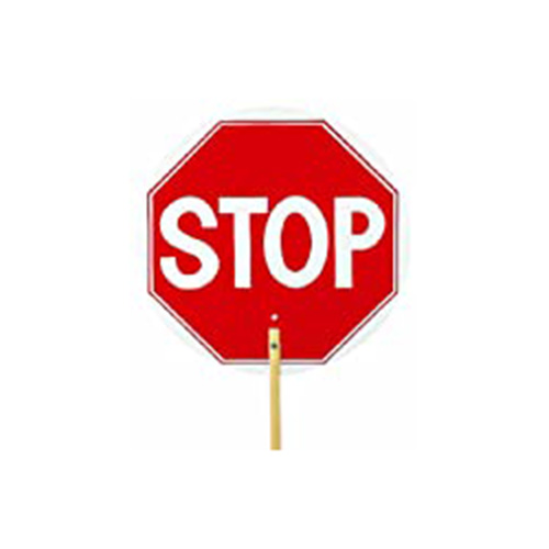 Traffic Control STOP/SLOW Paddle with 5 ft. Wooden Staff, 18 in. Diameter Sign