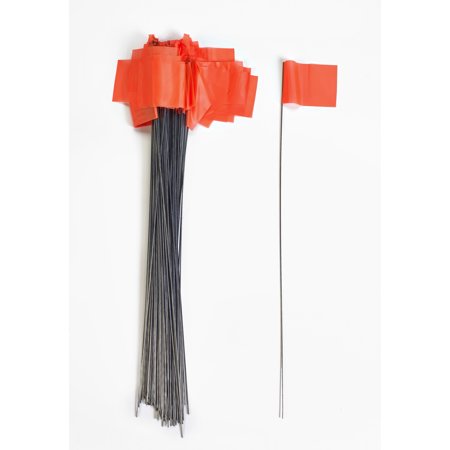 Wire Marking Flags, 2.5"x 3.5"x 21", Glow Orange 