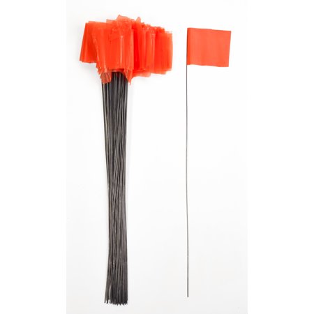 Wire Marking Flags, 4"x 5"x 30", Glow Orange 
