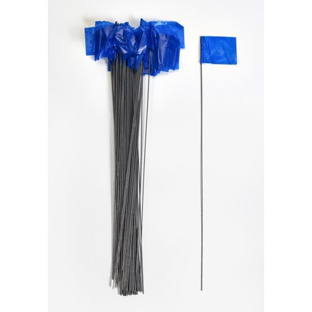 Wire Marking Flags, 2.5"x 3.5"x 21", Blue 