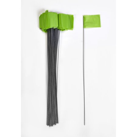 Wire Marking Flags, 2.5"x 3.5"x 30", Green 