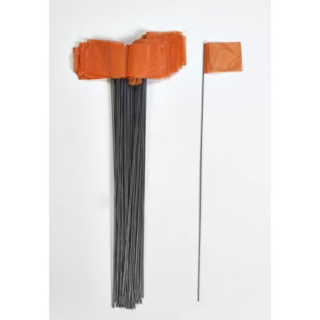 Wire Marking Flags, 2.5"x 3.5"x 21", Orange 