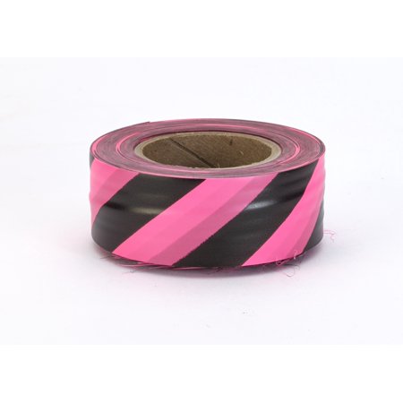 Flagging Tape Ultra Standard, 1-3/16" x 100 YDS, Glow Pink and Black Stripe 