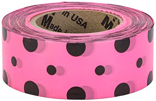 Flagging Tape Ultra Standard, 1-3/16" x 100 YDS, Pink and Black Dot 
