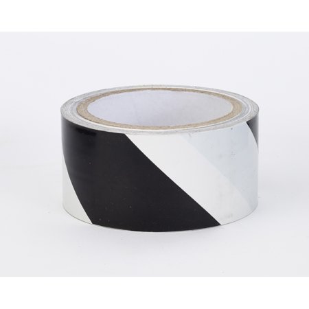 PVC Vinyl Hazard Stripe Tape, 7 mil, 3" x 18 yd., White/Black Stripe 