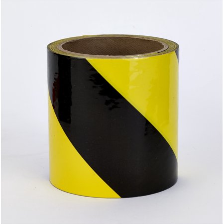 PVC Vinyl Hazard Stripe Tape, 7 mil, 3" x 18 yd., Yellow/Black Stripe 