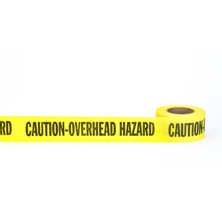 Repulpable Tape, "Caution Overhead Hazard", 3" x 45 YDS, Yellow 