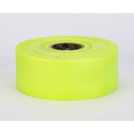 Vinyl Coated Nylon Reinforced Fluorescent Barricade Tape, 2" x 50 yd., Glo Lime 