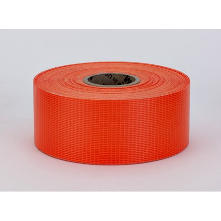 Vinyl Coated Nylon Reinforced Fluorescent Barricade Tape, 2" x 50 yd., Glo Orange 