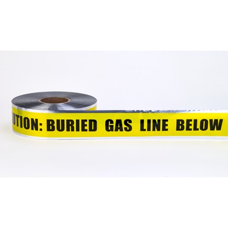 Polyethylene Underground Gas Line Detectable Marking Tape 1000' Length x 3" Width, Yellow