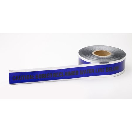 Polyethylene Underground Reclaimed Water Detectable Marking Tape, 1000' Length x 3" Width, Blue