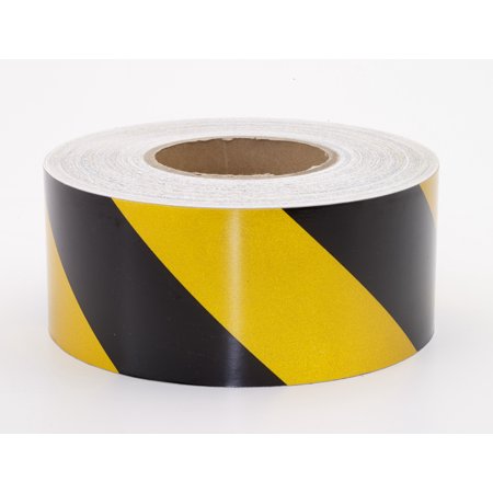 Reflective Hazard Stripe Adhesive Tape, 50 yds Length x 3" Width, Red/White