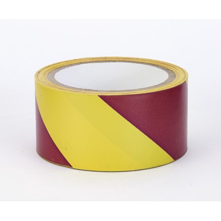 Polypropylene Laminated "Super Tuff" Hazard Stripe Tape, 2" x 18 yd., Yellow/Magenta Stripe 