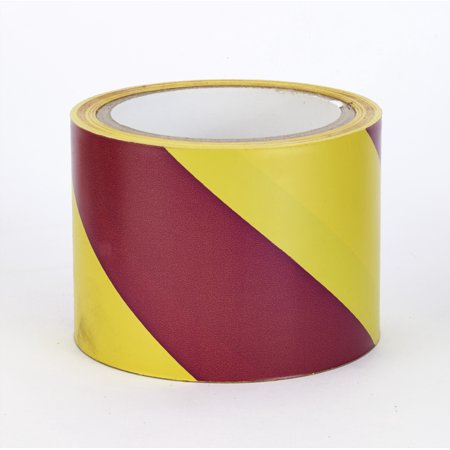 Polypropylene Laminated "Super Tuff" Hazard Stripe Tape, 4" x 18 yd., Yellow/Magenta Stripe 