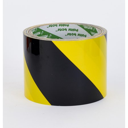 Polypropylene Laminated "Super Tuff" Hazard Stripe Tape, 4" x 18 yd., Yellow/Black Stripe 