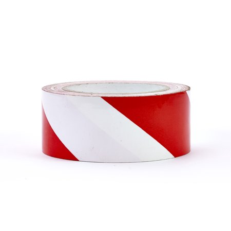 Polypropylene Laminated "Super Tuff" Hazard Stripe Tape, 2" x 18 yd., Red/White Stripe 