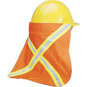 High Visibility Nape Protector with 1/2" Lime/Silver/Lime Reflective Tape, 13-1/2" Length x 13" Width, Orange