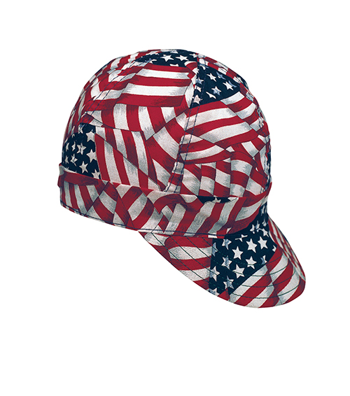 Kromer USA Flag Style Welder Cap 6 3/ 4, Cotton, Length 5", Width 6"