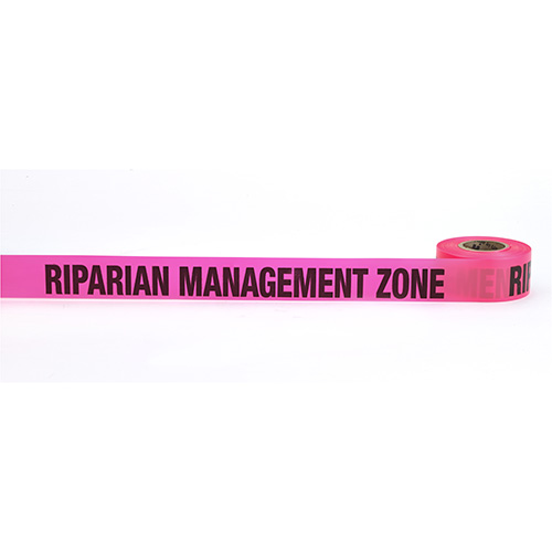 Flagging Tape Printed "Riparian Management Zone", 1-1/2" x 50 YDS, Glow Pink 