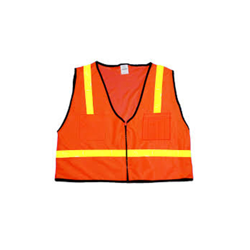 High Visibility Polyester Mesh Back ANSI Class 1 Surveyor Safety Vest with Pockets, X-Large, Orange