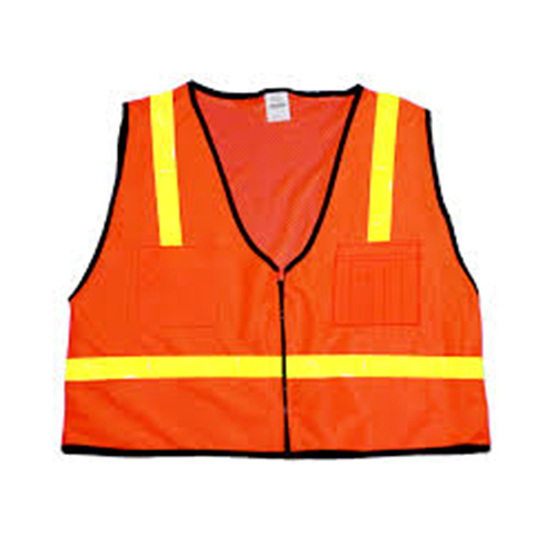 High Visibility Polyester Mesh Back ANSI Class 1 Surveyor Safety Vest with Pockets, 2X-Large, Orange