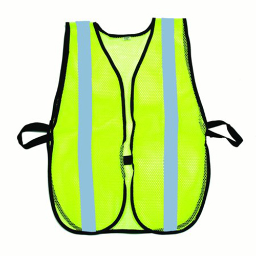 High Visibility Soft Mesh Safety Vest with 1" Vertical Silver Reflective Stripe, Lime