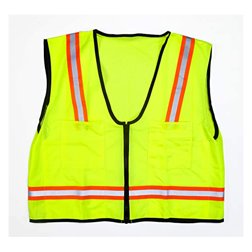 MiViz High Visibility Mesh Back Surveyor Vest With Pocket, Lime, 2XLarge