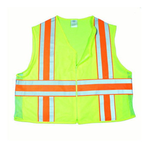 High Visibility Polyester ANSI Class 2 Deluxe Dot Mesh Safety Vest with Pockets, X-Large, Lime