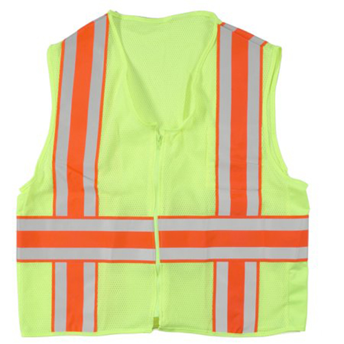 High Visibility Polyester ANSI Class 2 Deluxe Dot Mesh Safety Vest with Pockets, 2X-Large, Lime