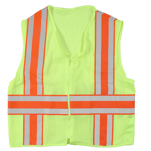 High Visibility Polyester ANSI Class 2 Deluxe Dot Mesh Safety Vest with Pockets, 4X-Large, Lime