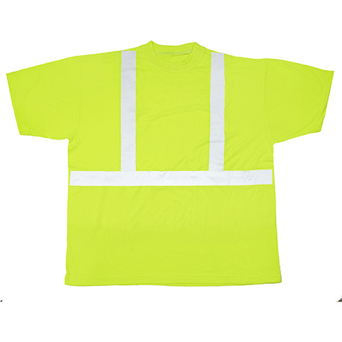 High Visibility Polyester ANSI Class 2 Safety Tee Shirt with 2" Reflective Silver Stripes, 3X-Large, Lime
