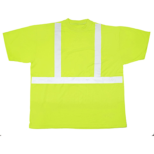 High Visibility Polyester ANSI Class 2 Safety Tee Shirt with 2" Reflective Silver Stripes, 4X-Large, Lime