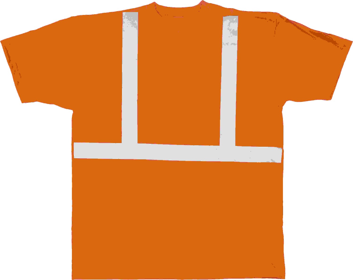 High Visibility Polyester ANSI Class 2 Safety Tee Shirt with 2" Reflective Silver Stripes, Large, Orange