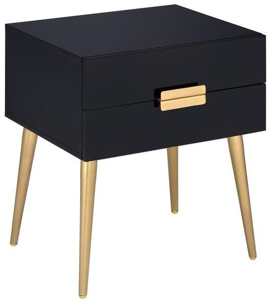 20&quot; X 16&quot; X 24&quot; Black And Gold Metal End Table