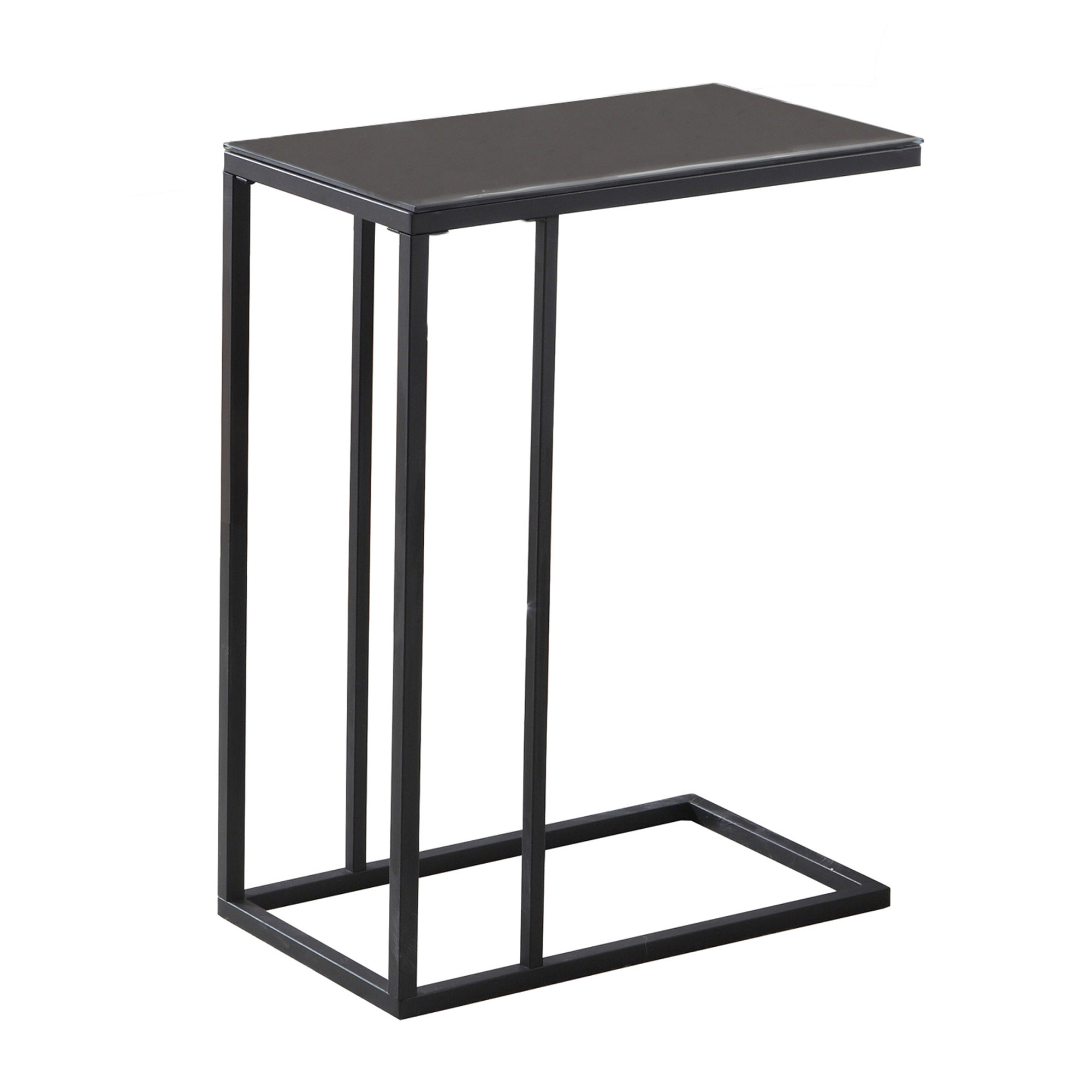 24" Accent Table with Tempered Glass Top, Black