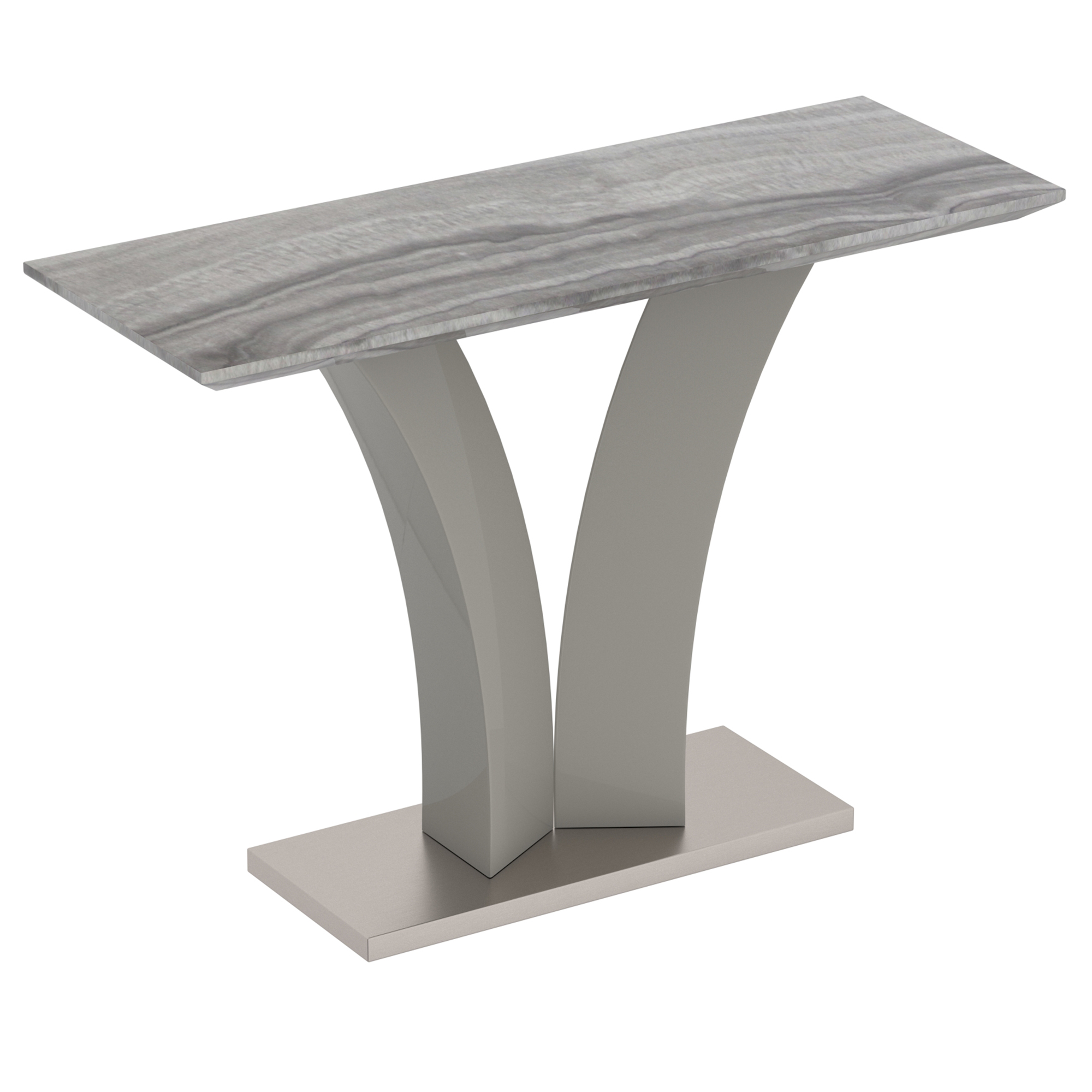 Contemporary Faux Marble & Stainless Steel Console Table in Grey