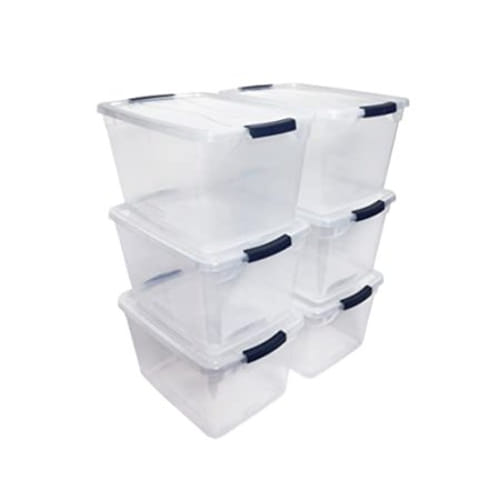 Clever Store Basic Latch-Lid Container, 30 qt, 13.37" x 18.75" x 10.5", Clear